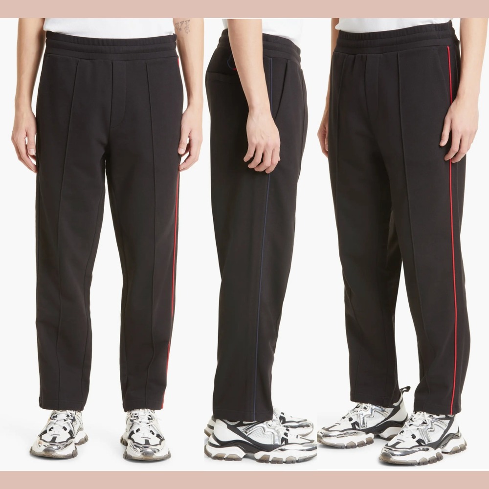 NWT $690 Moncler [ XXL ] Embroidered Logo Sweatpants in Black‎ #J1971